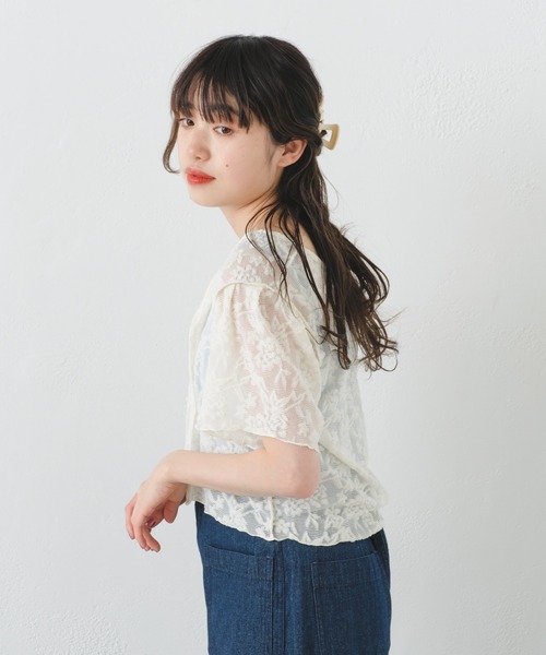 Kastane（カスタネ）の「パイルジャガード半袖Tee（Tシャツ/カットソー・レディース・サックスブルー/ブラック/アイボリー・FREE）」の7枚目の写真