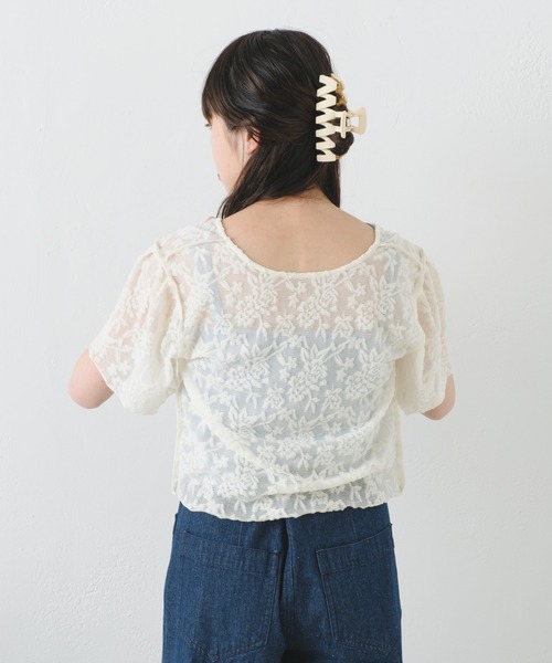 Kastane（カスタネ）の「パイルジャガード半袖Tee（Tシャツ/カットソー・レディース・サックスブルー/ブラック/アイボリー・FREE）」の8枚目の写真