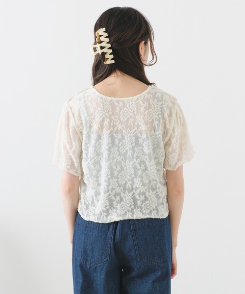 Kastane（カスタネ）の「パイルジャガード半袖Tee（Tシャツ/カットソー・レディース・サックスブルー/ブラック/アイボリー・FREE）」の16枚目の写真