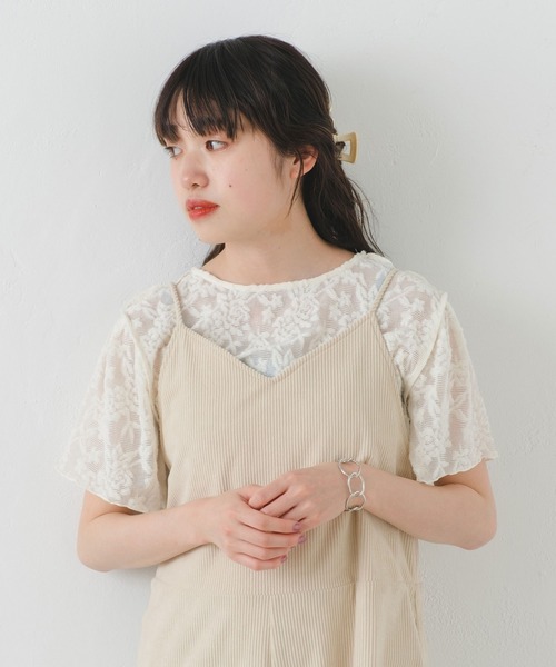 Kastane（カスタネ）の「パイルジャガード半袖Tee（Tシャツ/カットソー・レディース・サックスブルー/ブラック/アイボリー・FREE）」の12枚目の写真