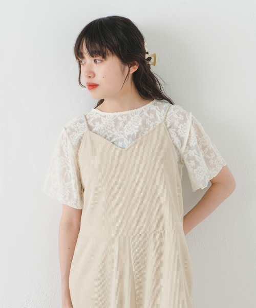 Kastane（カスタネ）の「パイルジャガード半袖Tee（Tシャツ/カットソー・レディース・サックスブルー/ブラック/アイボリー・FREE）」の13枚目の写真