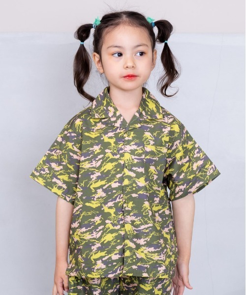 BIG FIELD(ビッグフィールド)の「総柄オープンカラーシャツ(90~150cm)(シャツ/ブラウス・キッズ・グリーン/オリーブ/オフホワイト・90/100/110/120/130/140/150)」の8枚目の写真