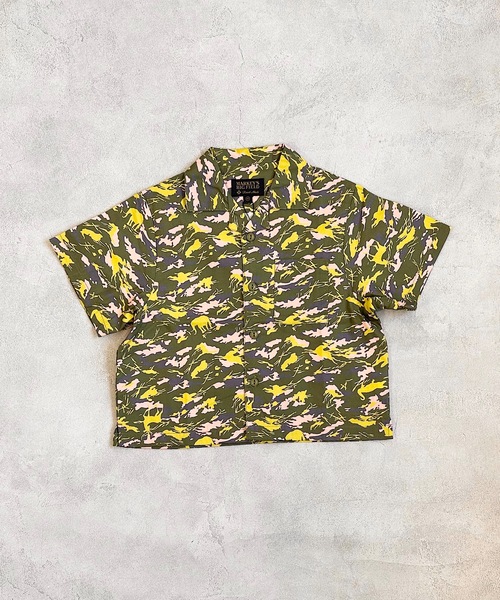 BIG FIELD(ビッグフィールド)の「総柄オープンカラーシャツ(90~150cm)(シャツ/ブラウス・キッズ・グリーン/オリーブ/オフホワイト・90/100/110/120/130/140/150)」の9枚目の写真