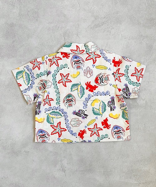 BIG FIELD(ビッグフィールド)の「総柄オープンカラーシャツ(90~150cm)(シャツ/ブラウス・キッズ・グリーン/オリーブ/オフホワイト・90/100/110/120/130/140/150)」の13枚目の写真