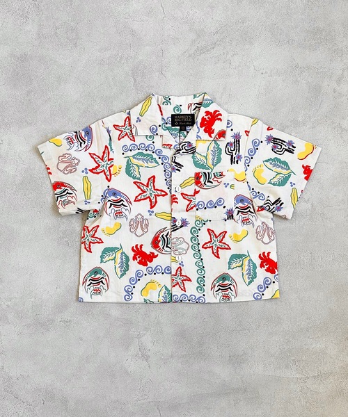 BIG FIELD(ビッグフィールド)の「総柄オープンカラーシャツ(90~150cm)(シャツ/ブラウス・キッズ・グリーン/オリーブ/オフホワイト・90/100/110/120/130/140/150)」の12枚目の写真