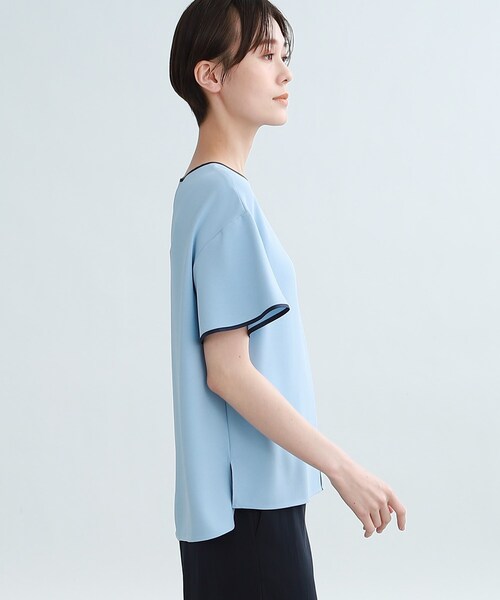 INDIVI(インディヴィ)の「◆【夏の通勤におすすめ/洗える】バイカラーデザイン 半袖ブラウス(シャツ/ブラウス・レディース・サックスブルー/ブラック/ホワイト・03/05/12/13/15 /19/36/38/40)」の6枚目の写真
