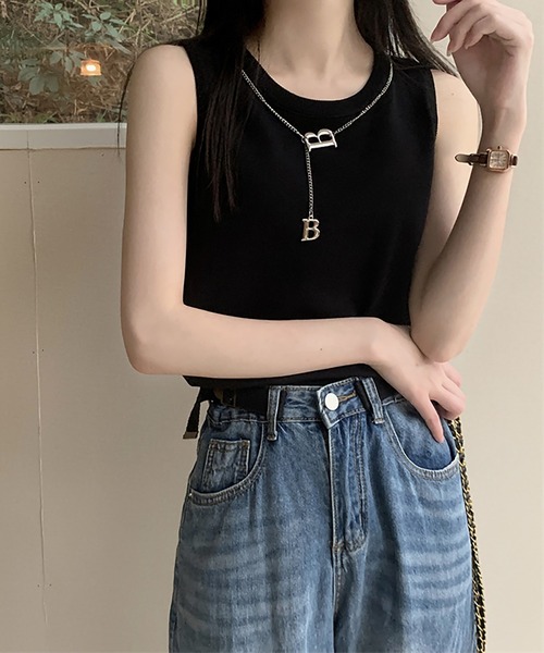 Girly Doll（ガーリードール）の「ノースリーブニット（ニット/セーター・レディース・ホワイト系その他/ブラック系その他/ベージュ系その他/グリーン/ベージュ/ブラック/ホワイト・FREE）」の14枚目の写真