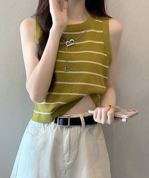 Girly Doll（ガーリードール）の「ノースリーブニット（ニット/セーター・レディース・ホワイト系その他/ブラック系その他/ベージュ系その他/グリーン/ベージュ/ブラック/ホワイト・FREE）」の16枚目の写真