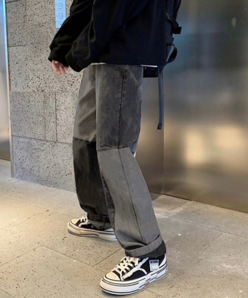 Anchor Smith(アンカー スミス)の「ブロックパッチワークセミワイドストレートデニムパンツ(デニムパンツ・メンズ・グレー/ブルー・M/L/XL)」の4枚目の写真