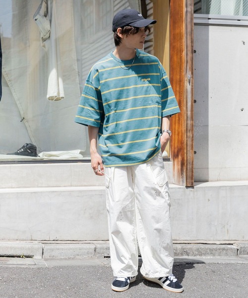 SIGNAL SPORTS（シグナルスポーツ）の「【SIGNAL SPORTS】ワンポイントグラフィック刺繍/ボーダーTシャツ（Tシャツ/カットソー・メンズ・ブルー/ブラック/ホワイト/パープル・MEDIUM/LARGE）」の8枚目の写真