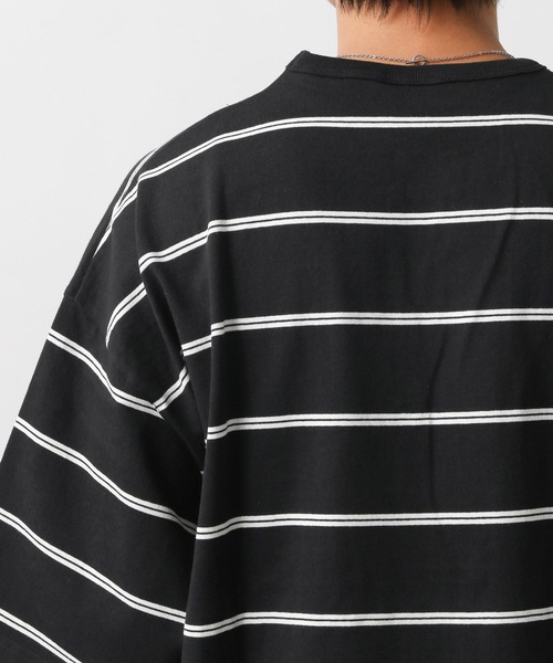 SIGNAL SPORTS（シグナルスポーツ）の「【SIGNAL SPORTS】ワンポイントグラフィック刺繍/ボーダーTシャツ（Tシャツ/カットソー・メンズ・ブルー/ブラック/ホワイト/パープル・MEDIUM/LARGE）」の12枚目の写真