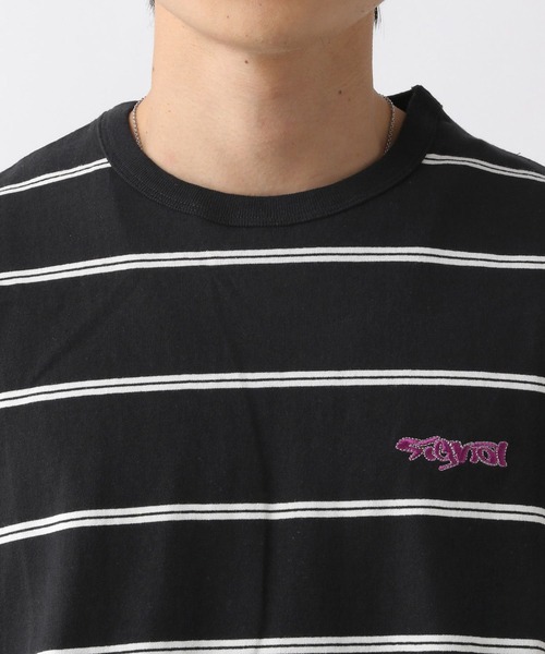 SIGNAL SPORTS（シグナルスポーツ）の「【SIGNAL SPORTS】ワンポイントグラフィック刺繍/ボーダーTシャツ（Tシャツ/カットソー・メンズ・ブルー/ブラック/ホワイト/パープル・MEDIUM/LARGE）」の6枚目の写真