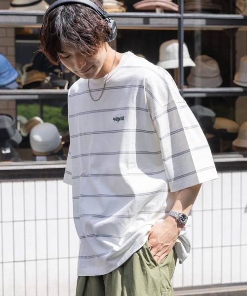 SIGNAL SPORTS（シグナルスポーツ）の「【SIGNAL SPORTS】ワンポイントグラフィック刺繍/ボーダーTシャツ（Tシャツ/カットソー・メンズ・ブルー/ブラック/ホワイト/パープル・MEDIUM/LARGE）」の13枚目の写真