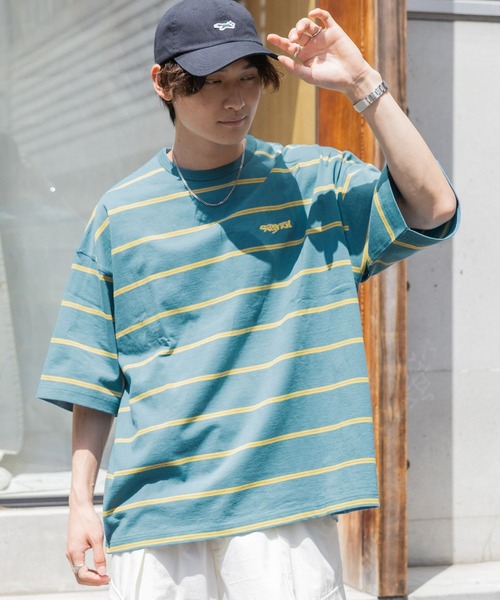 SIGNAL SPORTS（シグナルスポーツ）の「【SIGNAL SPORTS】ワンポイントグラフィック刺繍/ボーダーTシャツ（Tシャツ/カットソー・メンズ・ブルー/ブラック/ホワイト/パープル・MEDIUM/LARGE）」の10枚目の写真