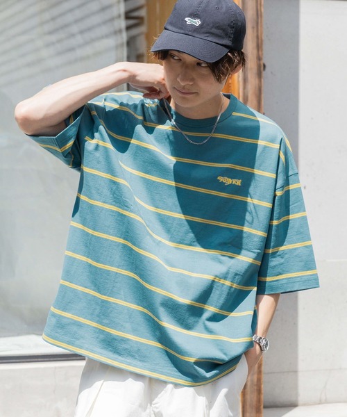 SIGNAL SPORTS（シグナルスポーツ）の「【SIGNAL SPORTS】ワンポイントグラフィック刺繍/ボーダーTシャツ（Tシャツ/カットソー・メンズ・ブルー/ブラック/ホワイト/パープル・MEDIUM/LARGE）」の20枚目の写真