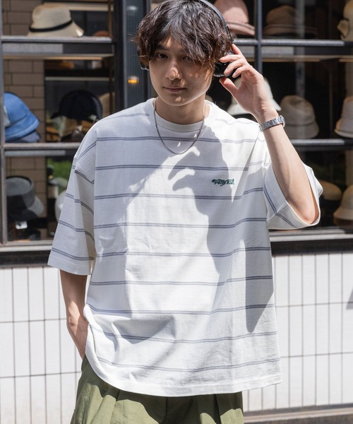 SIGNAL SPORTS（シグナルスポーツ）の「【SIGNAL SPORTS】ワンポイントグラフィック刺繍/ボーダーTシャツ（Tシャツ/カットソー・メンズ・ブルー/ブラック/ホワイト/パープル・MEDIUM/LARGE）」の16枚目の写真