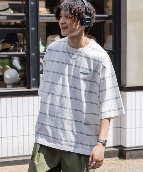 SIGNAL SPORTS（シグナルスポーツ）の「【SIGNAL SPORTS】ワンポイントグラフィック刺繍/ボーダーTシャツ（Tシャツ/カットソー・メンズ・ブルー/ブラック/ホワイト/パープル・MEDIUM/LARGE）」の7枚目の写真