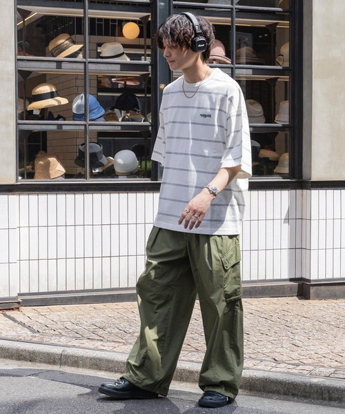 SIGNAL SPORTS（シグナルスポーツ）の「【SIGNAL SPORTS】ワンポイントグラフィック刺繍/ボーダーTシャツ（Tシャツ/カットソー・メンズ・ブルー/ブラック/ホワイト/パープル・MEDIUM/LARGE）」の5枚目の写真