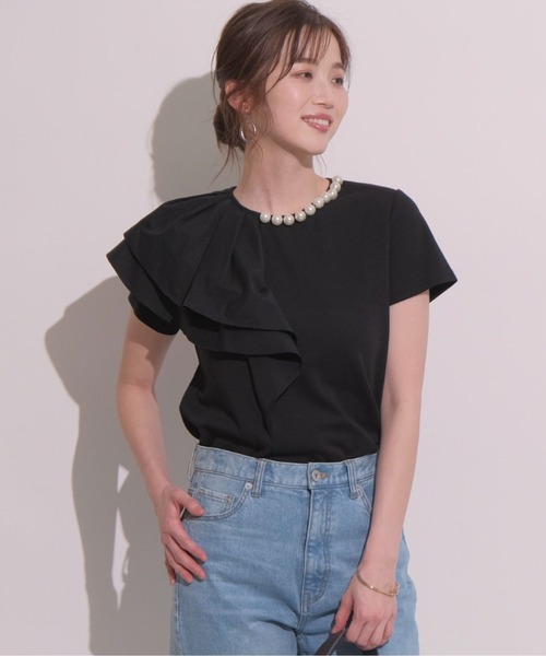 JUSGRITTY アシンメトリーフリルニット定価16500円♥美人百花系 新品 JUSGLITTY アシンメトリーフリルニット販売 中
