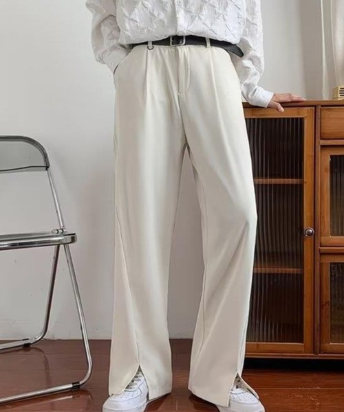 セール】センタースリットワイドタックフレアパンツ（スラックス