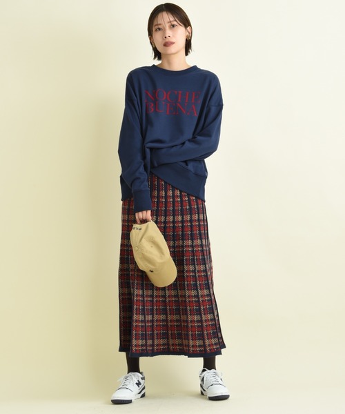 INTERPLANET（インタープラネット）の「パネルチェックニットプリーツスカート（スカート・レディース・ブラック/レッド・FREE）」の3枚目の写真