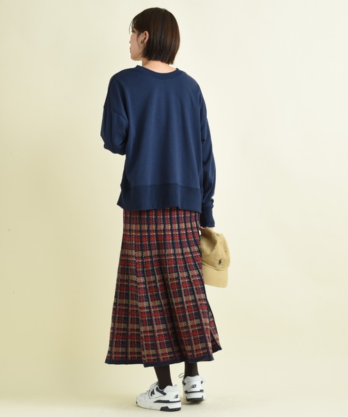 INTERPLANET（インタープラネット）の「パネルチェックニットプリーツスカート（スカート・レディース・ブラック/レッド・FREE）」の6枚目の写真