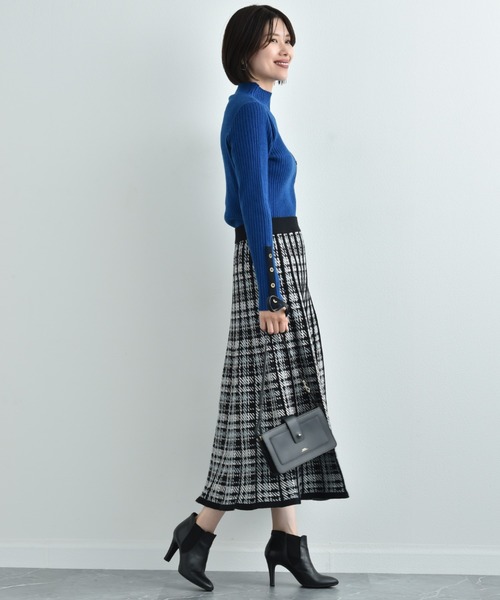 INTERPLANET（インタープラネット）の「パネルチェックニットプリーツスカート（スカート・レディース・ブラック/レッド・FREE）」の17枚目の写真