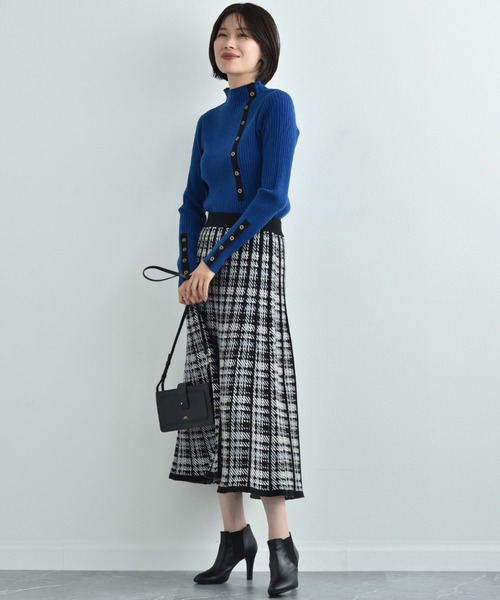 INTERPLANET（インタープラネット）の「パネルチェックニットプリーツスカート（スカート・レディース・ブラック/レッド・FREE）」の20枚目の写真