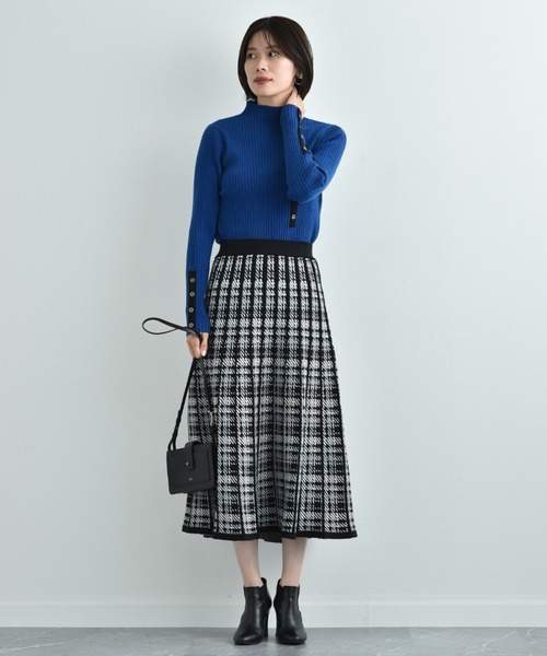 INTERPLANET（インタープラネット）の「パネルチェックニットプリーツスカート（スカート・レディース・ブラック/レッド・FREE）」の21枚目の写真