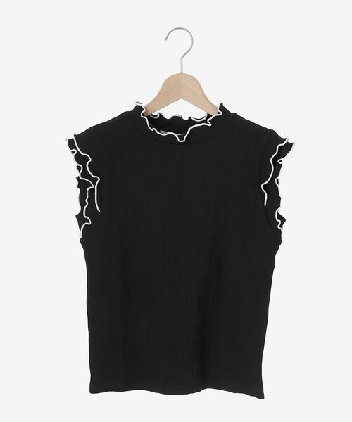 MAJESTIC LEGON（マジェスティックレゴン）の「ノースリフリルメロウリブトップス（Tシャツ/カットソー・レディース・ブラック/ブラック系その他/オレンジ/アイボリー・MEDIUM）」の21枚目の写真