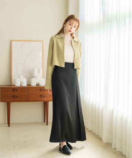 hinari（ヒナリ）の「ショートモールニットカーディガン（ニット/セーター・レディース・アイボリー/ブラウン/ライトグリーン・FREE）」の22枚目の写真