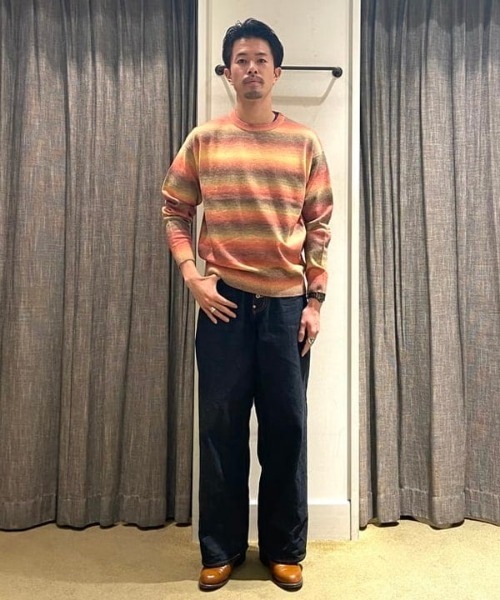 BEAMS（ビームス）の「BEAMS / 12ゲージ フェード ボーダー ニット（ニット/セーター・メンズ・レッド/ブラウン・S/M/L/XL）」の22枚目の写真