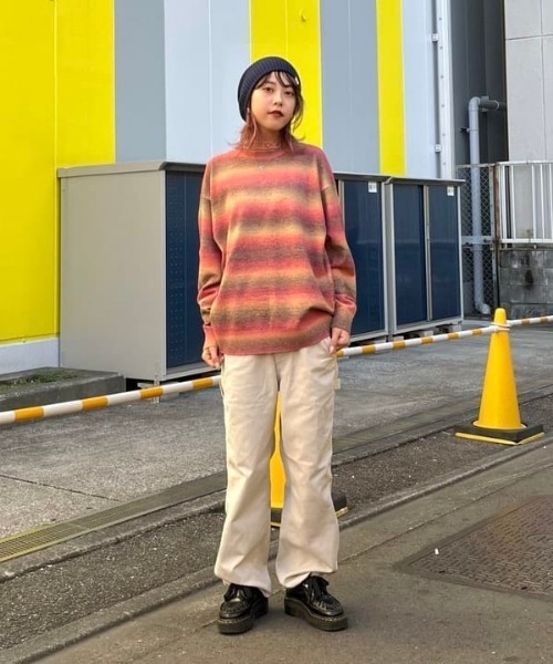 BEAMS（ビームス）の「BEAMS / 12ゲージ フェード ボーダー ニット（ニット/セーター・メンズ・レッド/ブラウン・S/M/L/XL）」の18枚目の写真