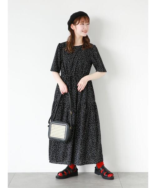 ehka sopo（エヘカソポ）の「◎ドットリボンワンピース（ワンピース・レディース・ネイビー/ブラック/グリーン・F）」の6枚目の写真