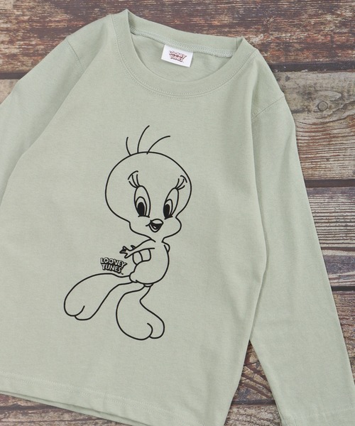 Looney Tunes(ルーニーテューンズ)の「トゥイーティープリントロンT KIDS(Tシャツ/カットソー・キッズ・ブラック/ホワイト/ピンク/ベージュ/ミント/モカ・120/130/140/150/160/110)」の5枚目の写真