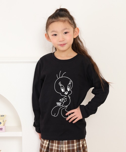 Looney Tunes(ルーニーテューンズ)の「トゥイーティープリントロンT KIDS(Tシャツ/カットソー・キッズ・ブラック/ホワイト/ピンク/ベージュ/ミント/モカ・120/130/140/150/160/110)」の17枚目の写真