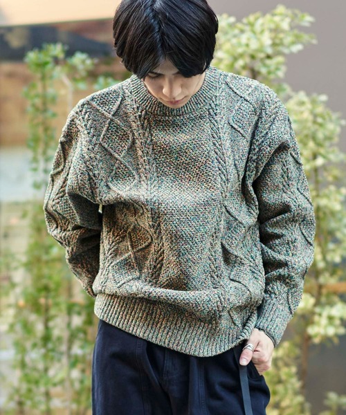 ADPOSION(アドポーション)の「【WEB限定】ミックススフレ ウォッシャブルケーブルクルーネックニット(ニット/セーター・メンズ・イエロー/オレンジ/ブルー/ネイビー・X-LARGE/MEDIUM/LARGE)」の17枚目の写真
