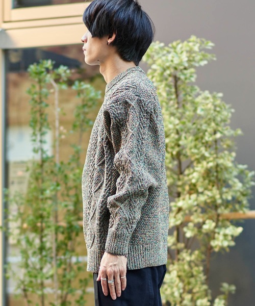 ADPOSION(アドポーション)の「【WEB限定】ミックススフレ ウォッシャブルケーブルクルーネックニット(ニット/セーター・メンズ・イエロー/オレンジ/ブルー/ネイビー・X-LARGE/MEDIUM/LARGE)」の21枚目の写真