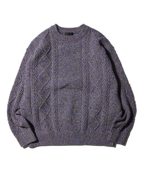 ADPOSION(アドポーション)の「【WEB限定】ミックススフレ ウォッシャブルケーブルクルーネックニット(ニット/セーター・メンズ・イエロー/オレンジ/ブルー/ネイビー・X-LARGE/MEDIUM/LARGE)」の5枚目の写真