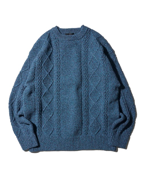 ADPOSION(アドポーション)の「【WEB限定】ミックススフレ ウォッシャブルケーブルクルーネックニット(ニット/セーター・メンズ・イエロー/オレンジ/ブルー/ネイビー・X-LARGE/MEDIUM/LARGE)」の7枚目の写真
