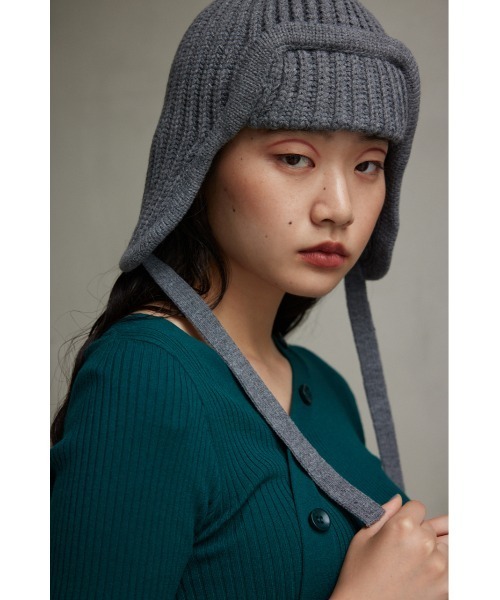 AZUL by moussy(アズールバイマウジー)の「フライトニットキャップ(ニットキャップ/ビーニー・レディース・ブルー/杢グレー/アイボリー・FREE)」の9枚目の写真
