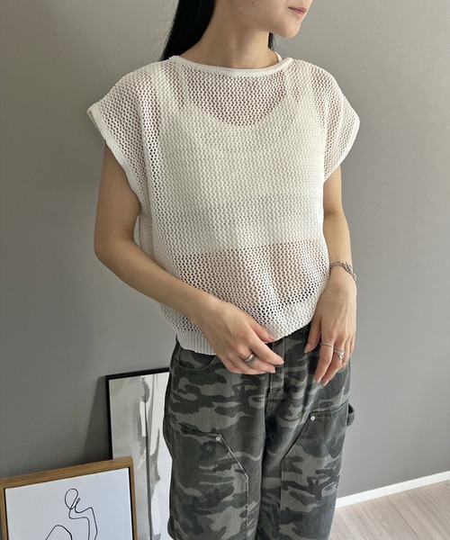 Jewelobe(ジュエローブ)の「2wayレースアップメッシュプルオーバー(ニット/セーター・レディース・ブラック/ブラウン/ホワイト/ベージュ・FREE)」の22枚目の写真