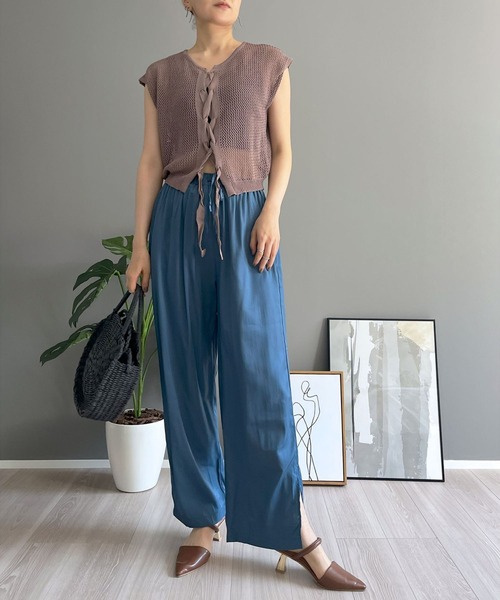 Jewelobe(ジュエローブ)の「2wayレースアップメッシュプルオーバー(ニット/セーター・レディース・ブラック/ブラウン/ホワイト/ベージュ・FREE)」の10枚目の写真