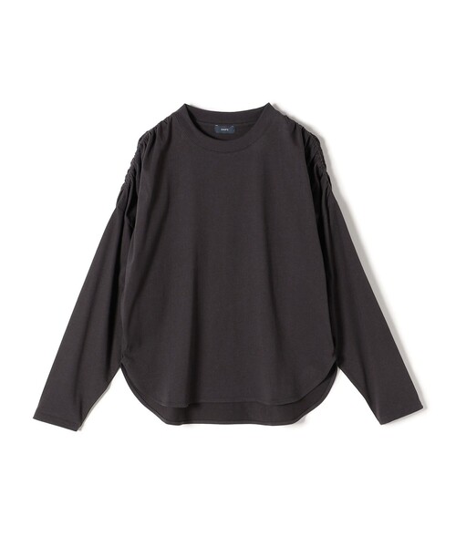 SHIPS(シップス)の「* 〈洗濯機可能〉ショルダー ギャザー ラウンド へム ロング スリーブ TEE ◇(Tシャツ/カットソー・レディース・チャコールグレー/ブルー系/オフホワイト・SMALL/MEDIUM)」の6枚目の写真