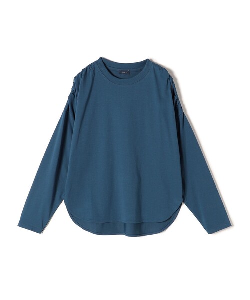 SHIPS(シップス)の「* 〈洗濯機可能〉ショルダー ギャザー ラウンド へム ロング スリーブ TEE ◇(Tシャツ/カットソー・レディース・チャコールグレー/ブルー系/オフホワイト・SMALL/MEDIUM)」の8枚目の写真