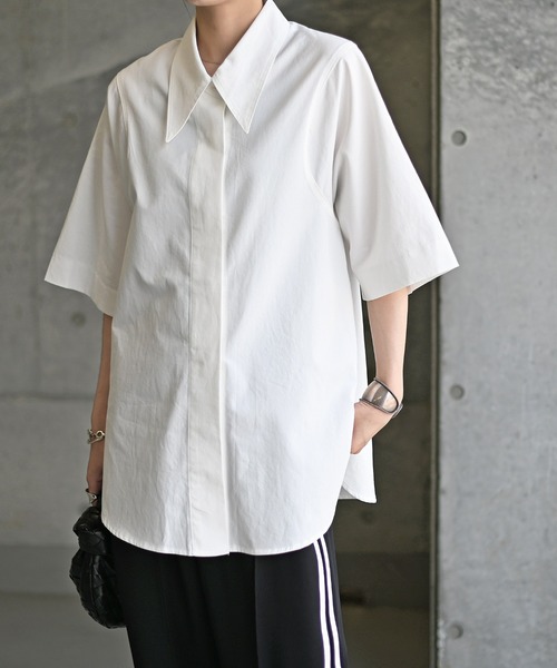 Marient（マリエント）の「メイカラーシャツ（シャツ/ブラウス・レディース・ホワイト/ブラック・FREE）」の2枚目の写真