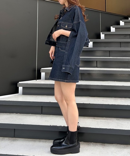 INGNI（イング）の「袖スリットGジャン(セットアップ対応)（デニムジャケット・レディース・グレー/インディゴブルー・M）」の11枚目の写真