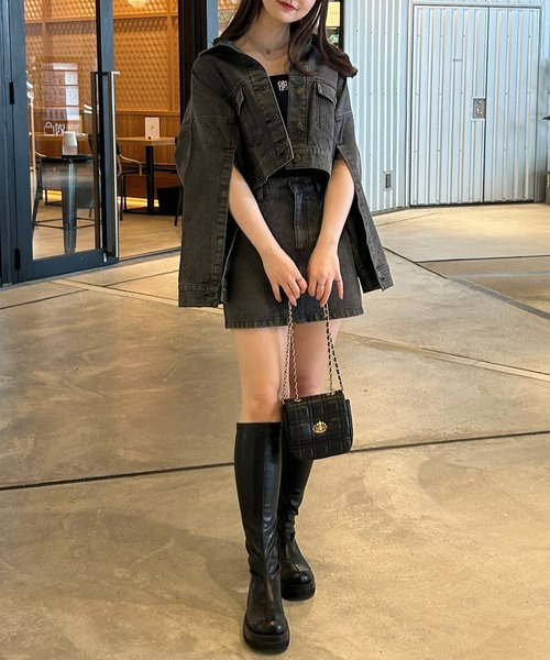 INGNI（イング）の「袖スリットGジャン(セットアップ対応)（デニムジャケット・レディース・グレー/インディゴブルー・M）」の21枚目の写真