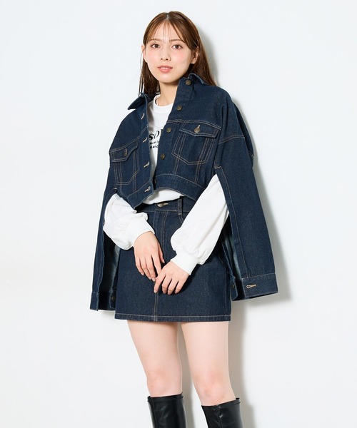 INGNI（イング）の「袖スリットGジャン(セットアップ対応)（デニムジャケット・レディース・グレー/インディゴブルー・M）」の3枚目の写真