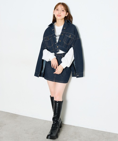 INGNI（イング）の「袖スリットGジャン(セットアップ対応)（デニムジャケット・レディース・グレー/インディゴブルー・M）」の5枚目の写真